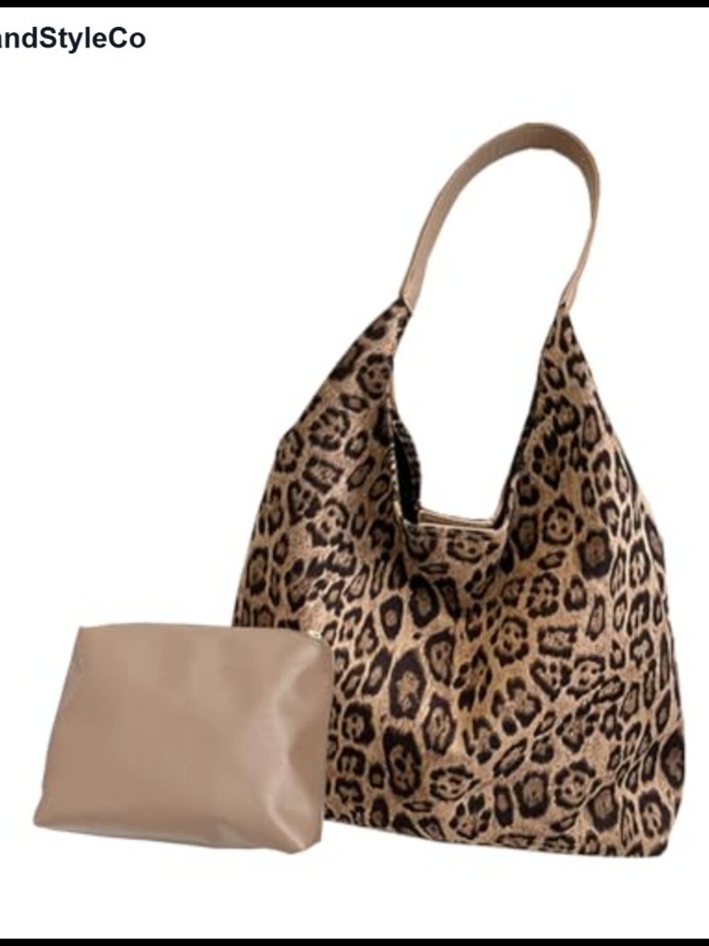 Faux Suede Leopard Hobo Tote Bag Slouchy Shoulder Handbag for Women